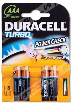 Батарейка Duracell 2400 AAA*4шт (LR03-4BL TURBO) - Магазин "Игровой Мир" - Приставки, игры, аксессуары. Екатеринбург